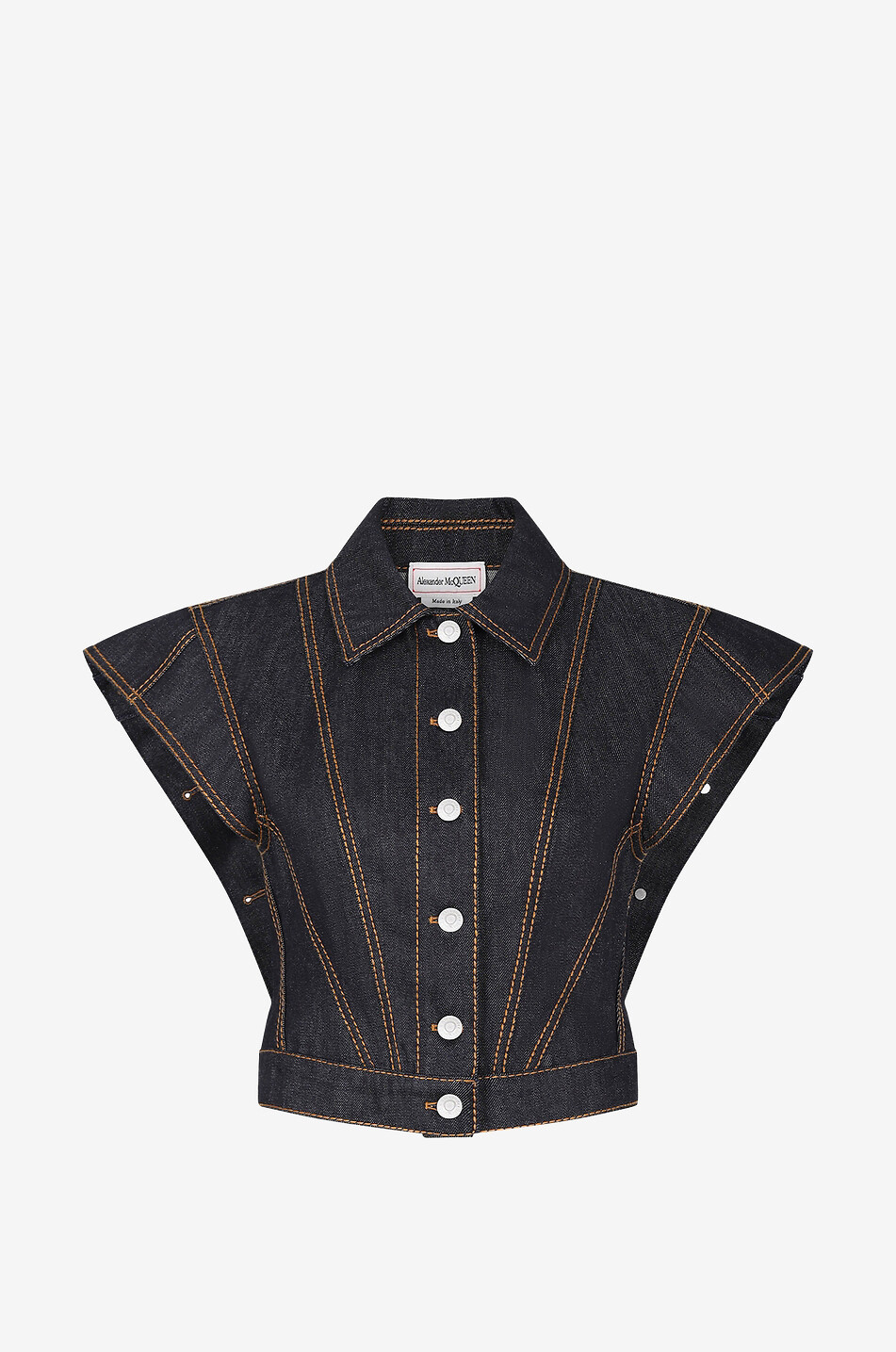 ALEXANDER McQUEEN Jeansjacke mit kurzen Rüschenärmeln Damen DUNKELBLAU 1