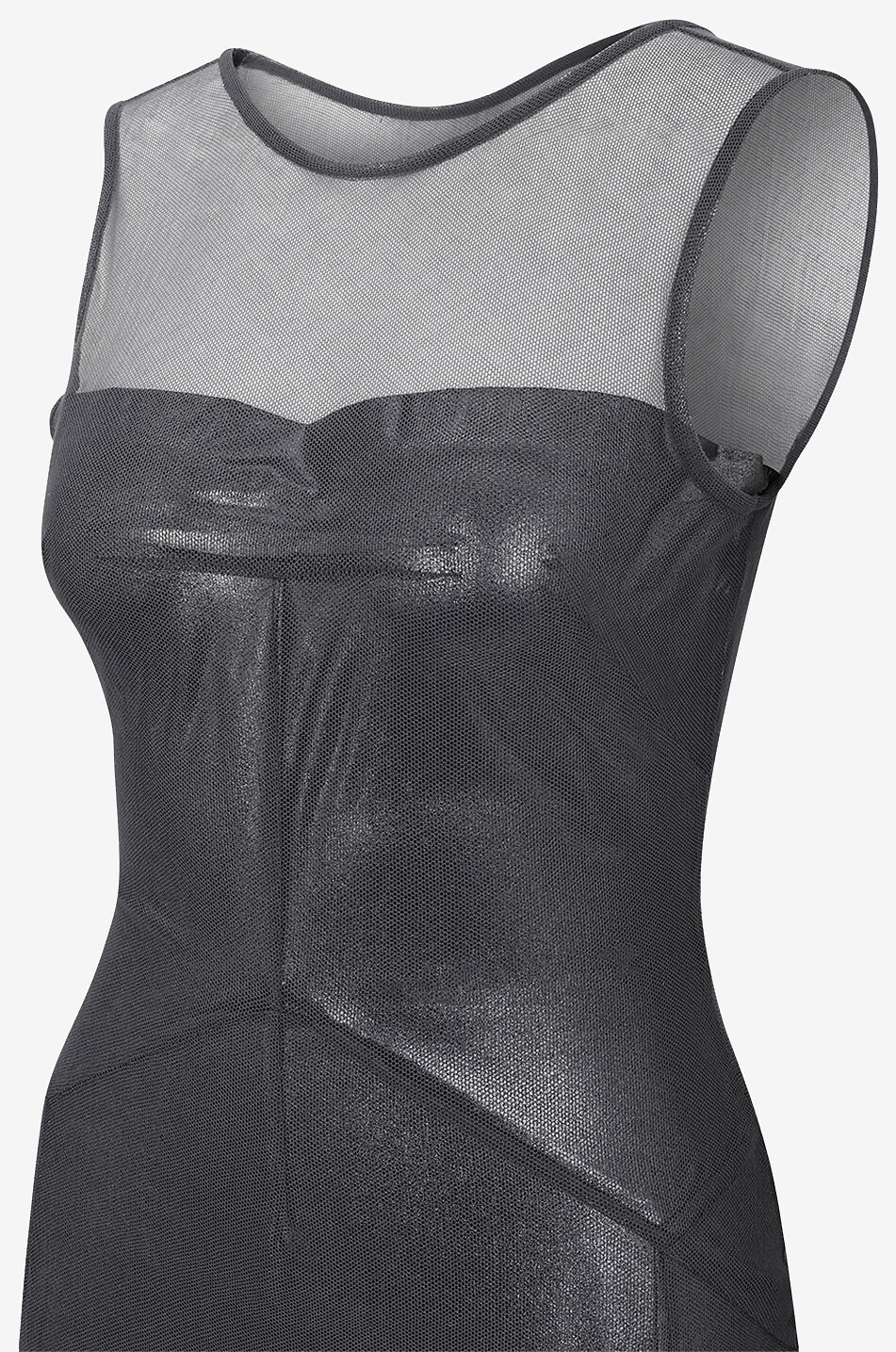 DOLCE & GABBANA 1998-99 sleeveless tulle and metallic jersey dress Women SILVER 3
