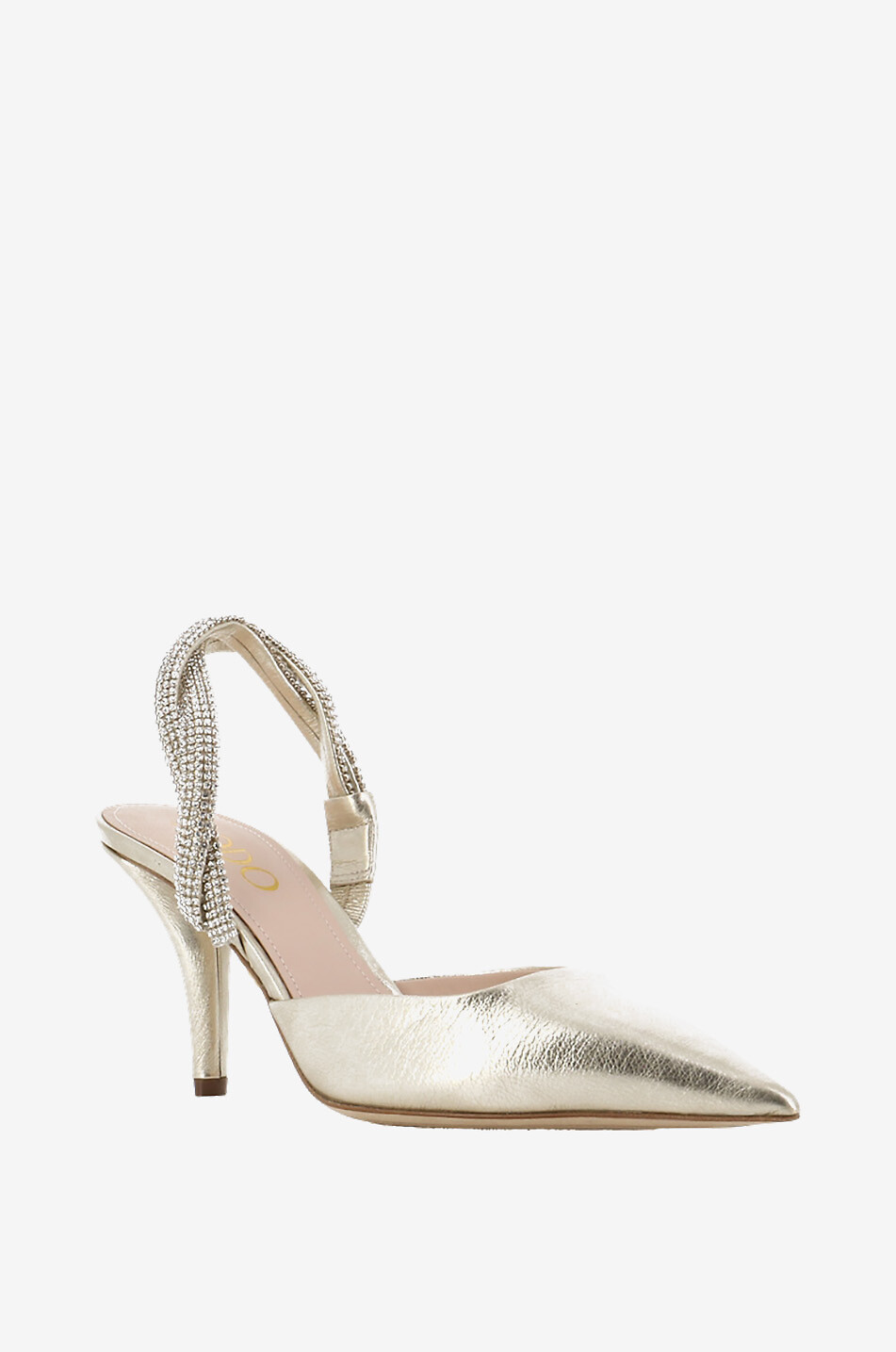 Metallic leather sling-back pumps