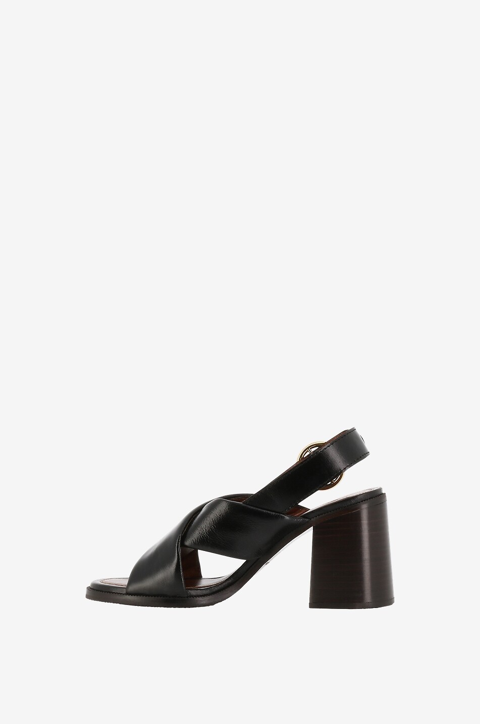Sandales à talon carré en cuir de veau Lyna 80