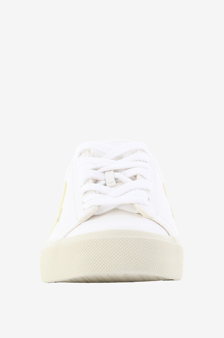VEJA Baskets basses à lacets en cuir grainé et lisse Campo Femme BLANC 2