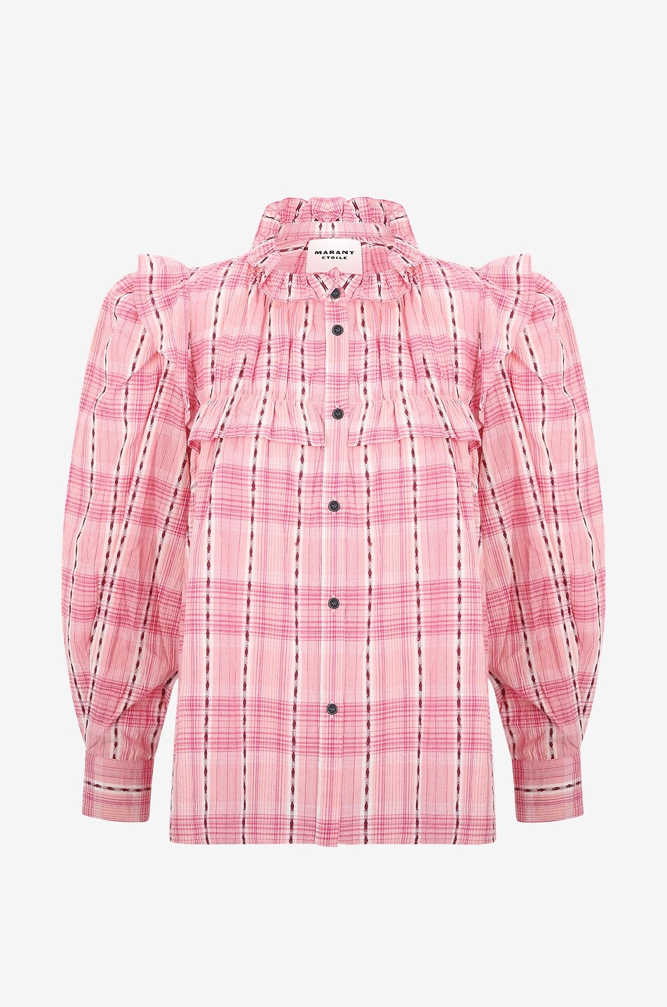 MARANT ETOILE Chemise à carreaux en voile de coton Idety Femme ROSE 1