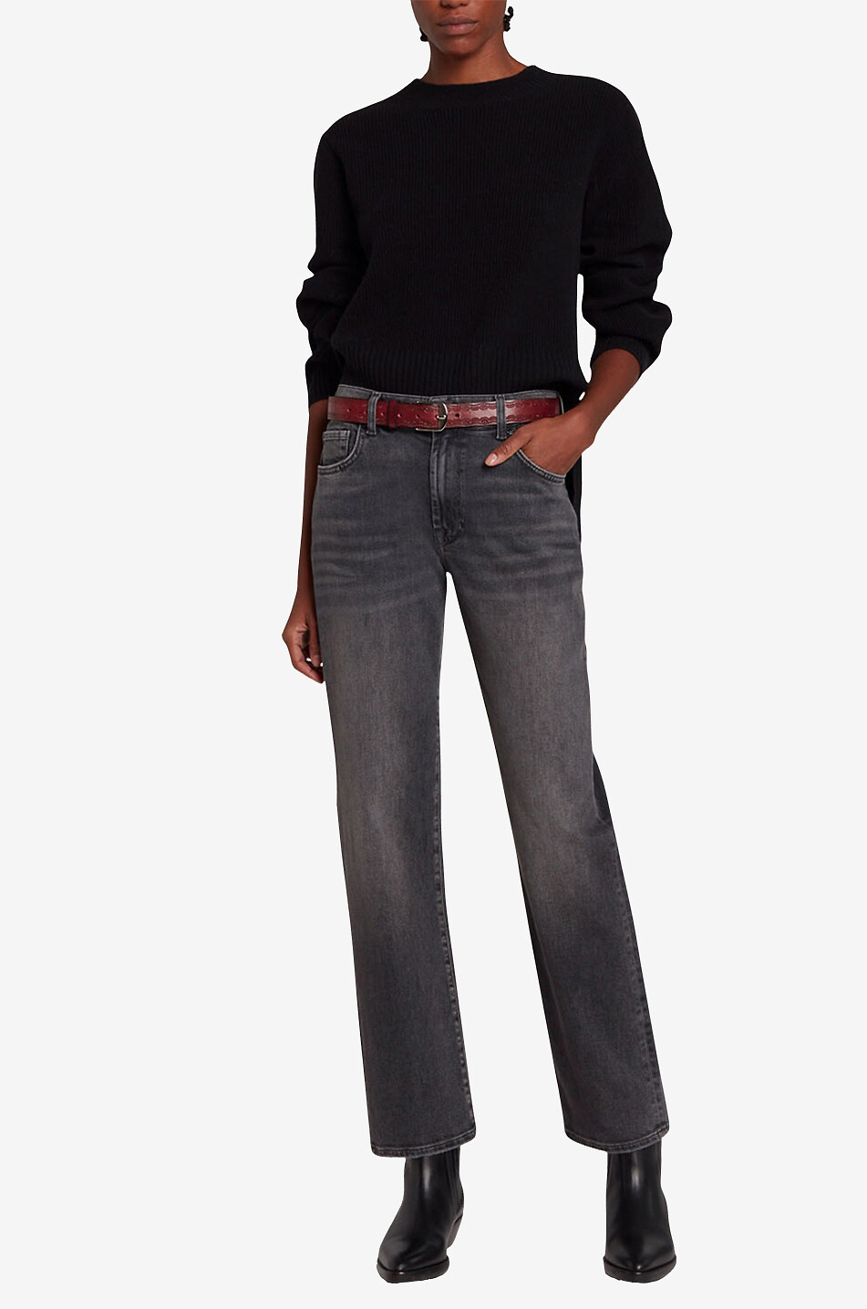 7 FOR ALL MANKIND Ellie Straight Luxe cotton straight leg jeans Women BLACK 4