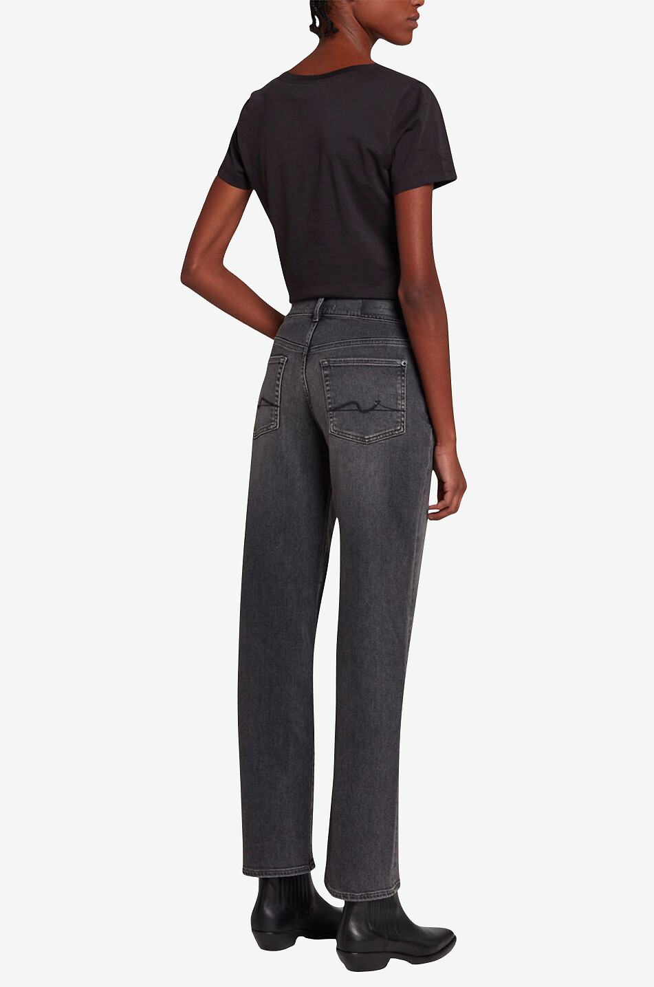 7 FOR ALL MANKIND Ellie Straight Luxe cotton straight leg jeans Women BLACK 5