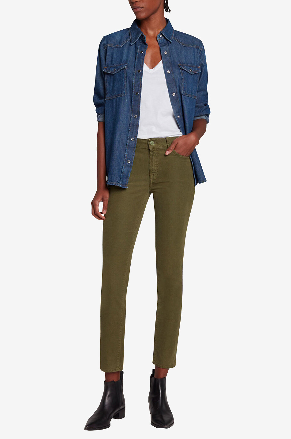 7 FOR ALL MANKIND Roxanne Slim Fit Corduroy cotton and modal slim fit jeans Women GREEN 3