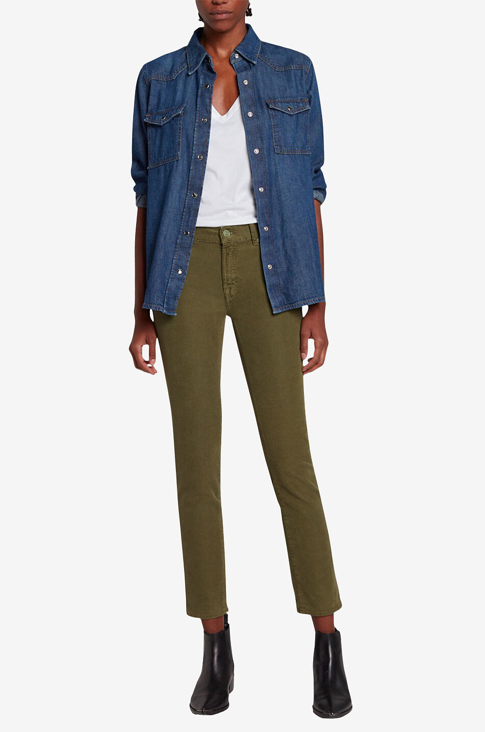 7 FOR ALL MANKIND Roxanne Slim Fit Corduroy cotton and modal slim fit jeans Women GREEN 4