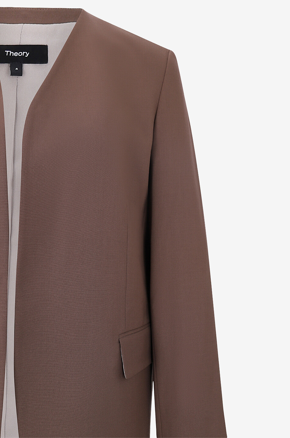 THEORY Blazer sans col en laine traçable Femme MARRON 3