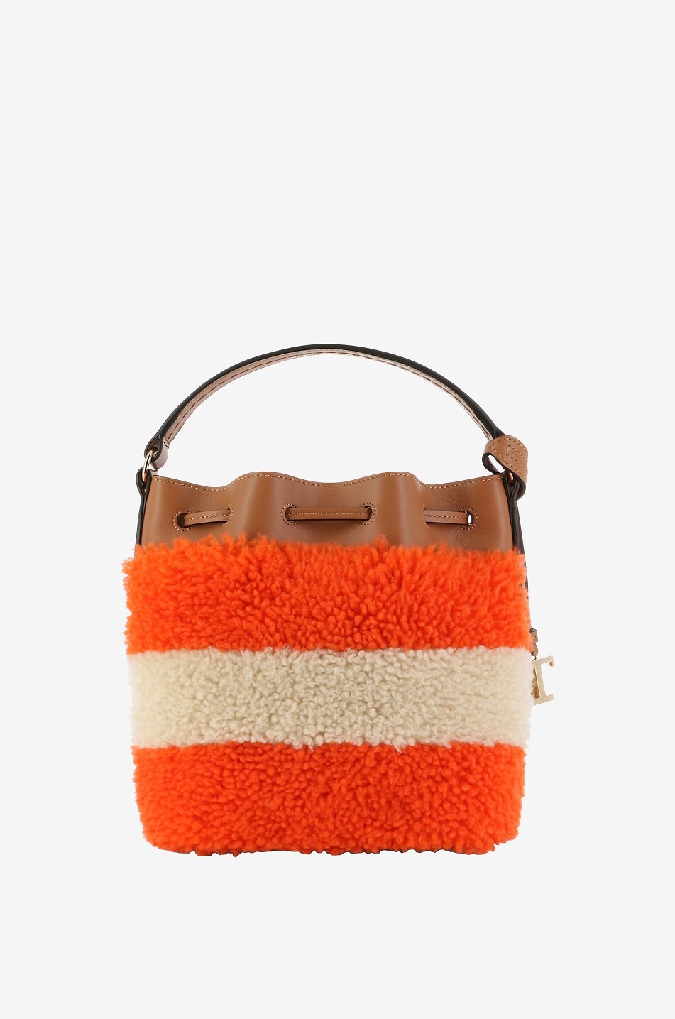 TOD'S Gestreifte flauschige Micro-Buckettasche Timeless T Damen BUNT 3