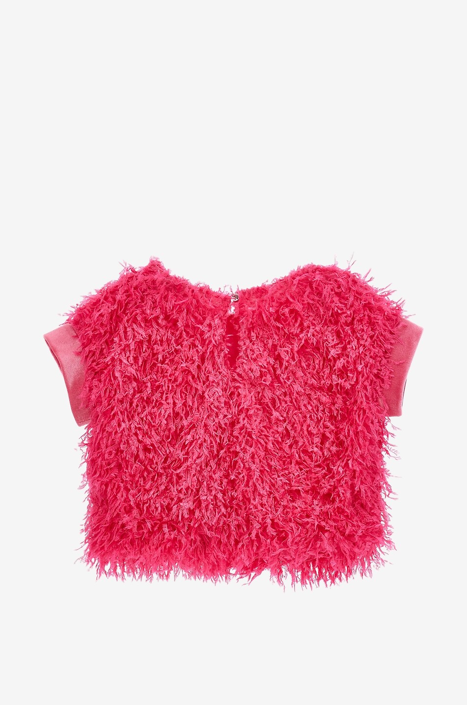 Top fille à manches courtes effet plumes