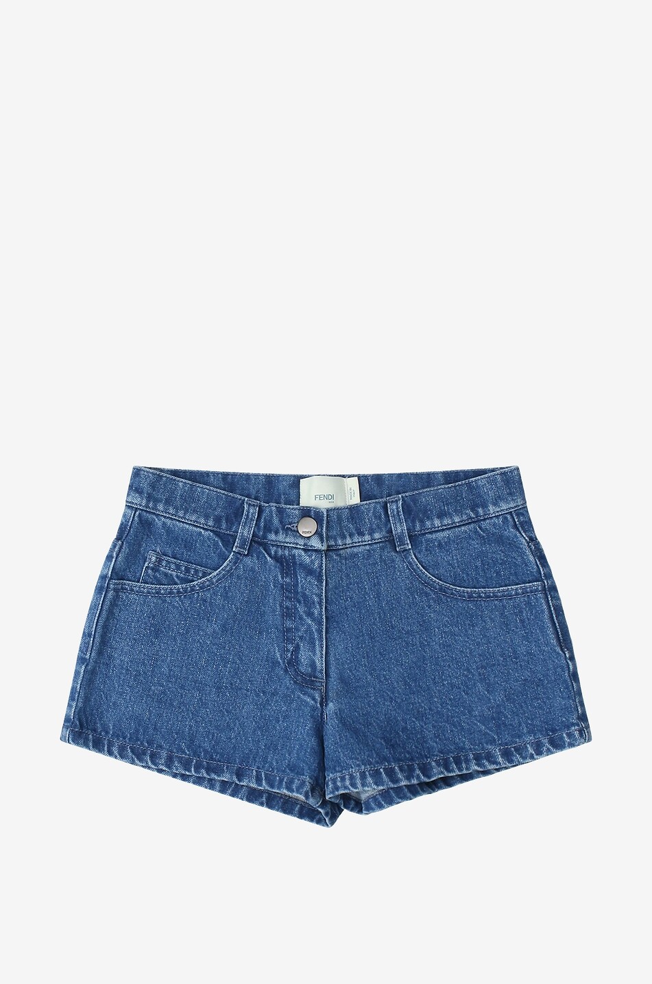 FENDI Short fille en denim délavé brodé FF Fille BLEU 1