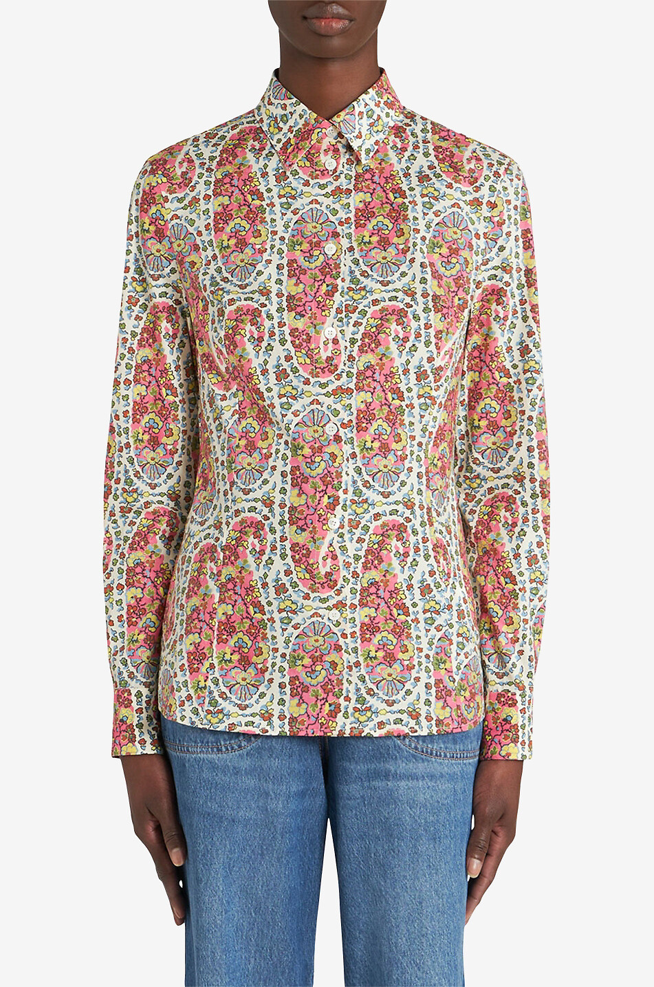 ETRO Tailliertes Popelinehemd mit Print Paisley Flowers Damen WEISS 3