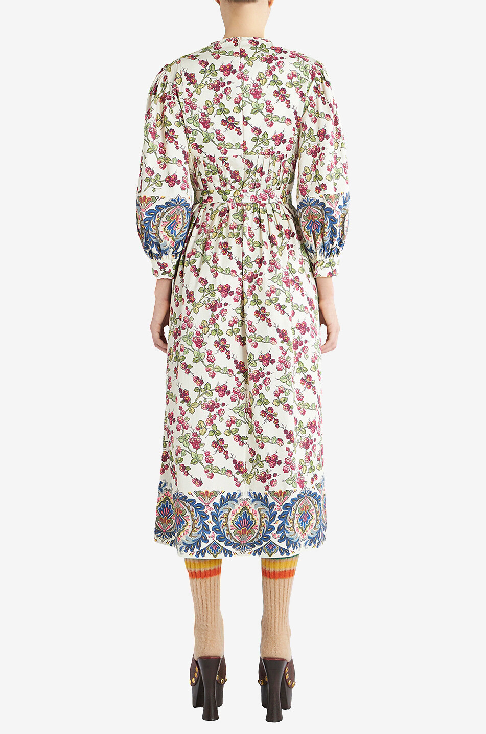 ETRO Robe midi en sergé de coton Berries Femme BLANC 4