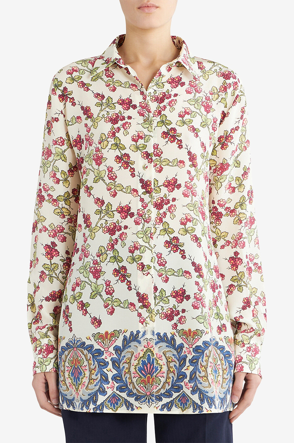 ETRO Boyfriend-Hemd aus Seide Berries Damen WEISS 3