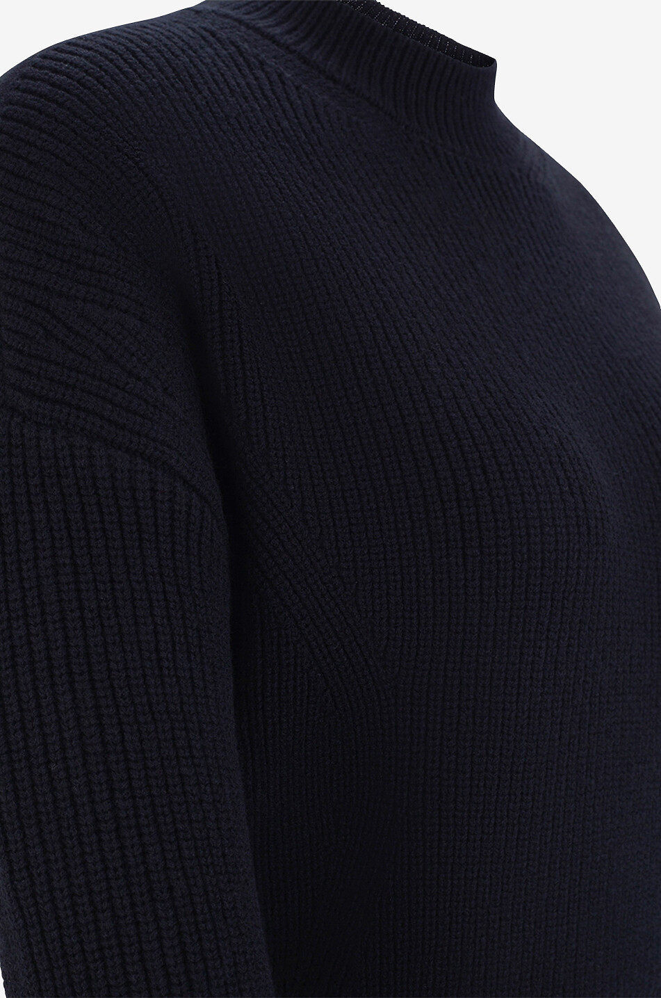 Chunky rib knit jumper with peplum and stand-up collar