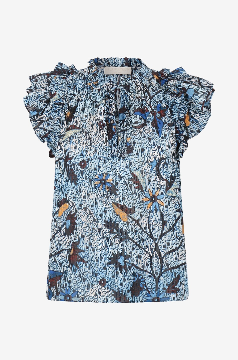 Kurzärmeliges Top aus Baumwolle und Viskose Fleur
