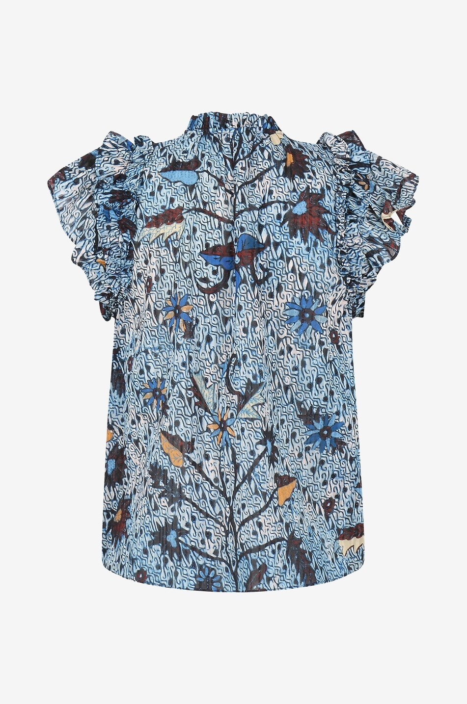 Top à manches courtes en coton et viscose Fleur