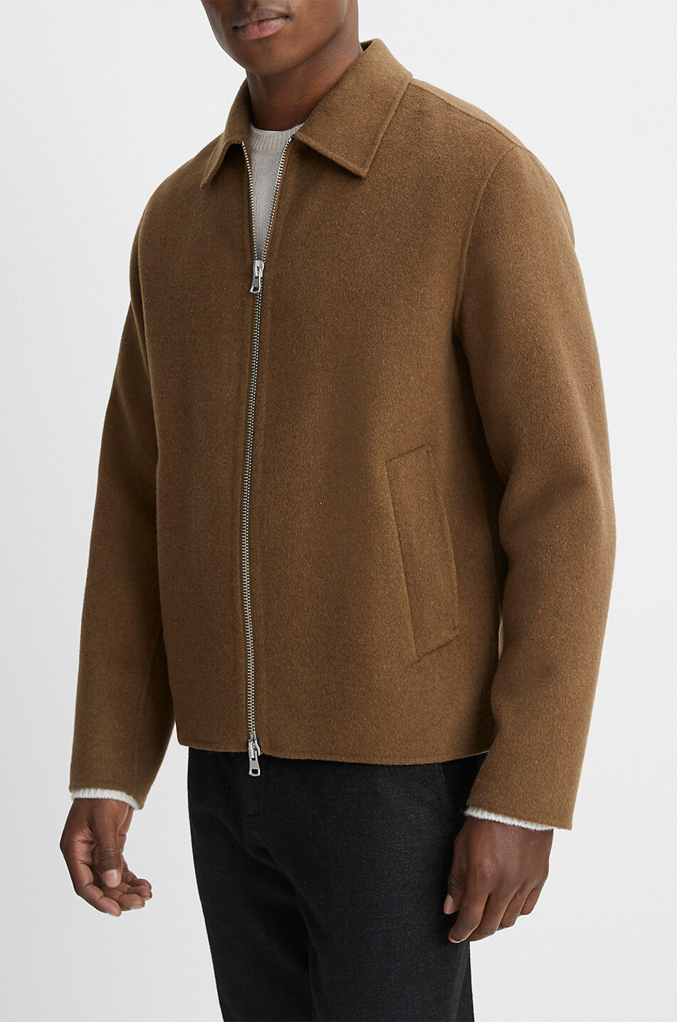VINCE Jacke mit Reissverschluss aus recycelter Wolle Herren BRAUN 4