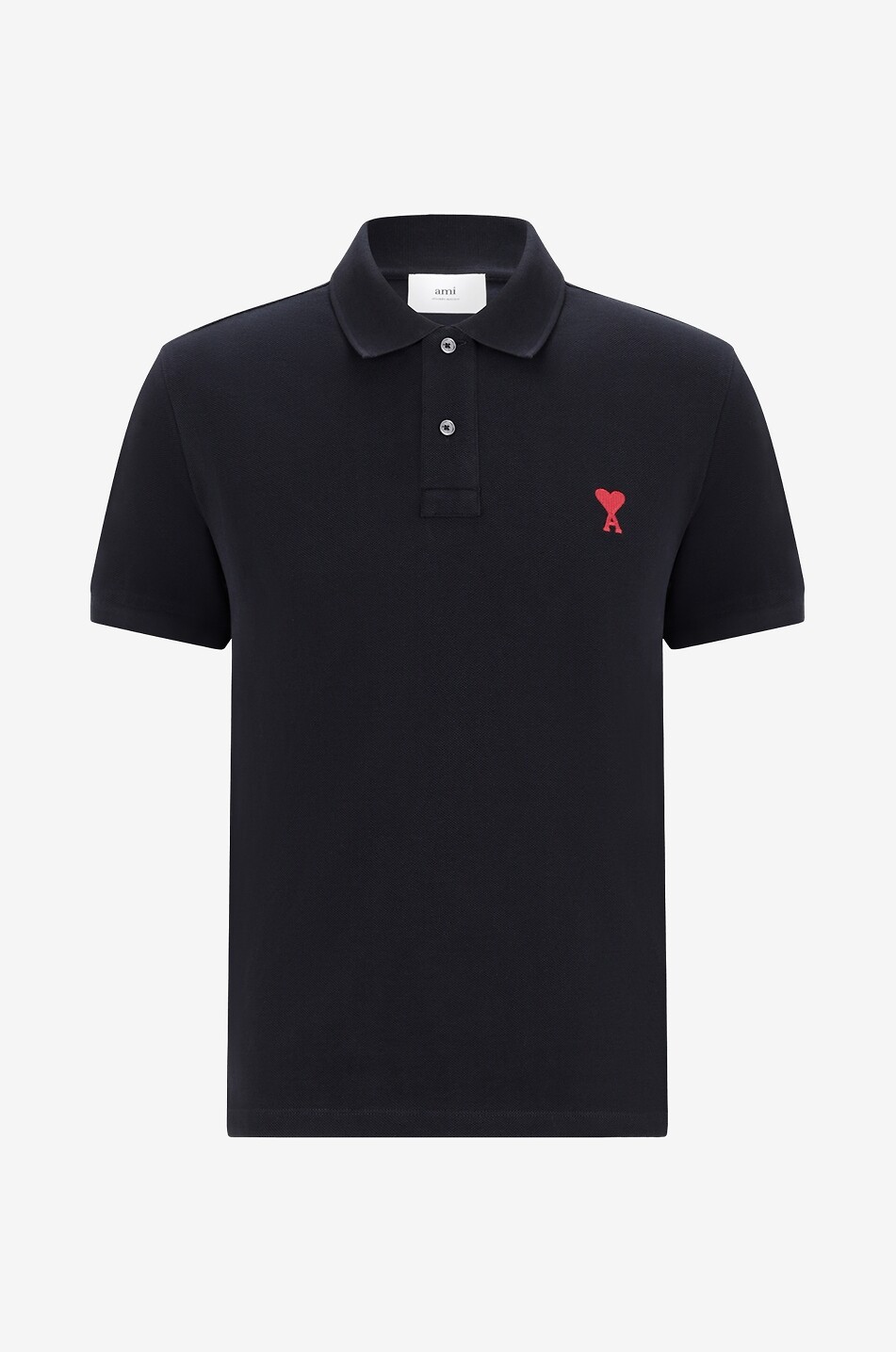 AMI Red Ami de Coeur short-sleeved polo shirt Men BLACK 1