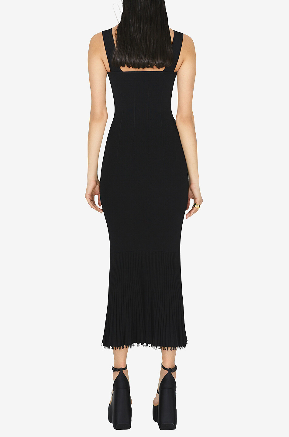 GALVAN LONDON Plissiertes Midi-Trägerstrickkleid Atalanta Damen SCHWARZ 4