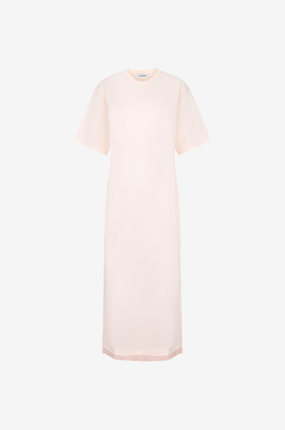 Langes T-Shirt-Kleid mit Perlenfransen und Tüll