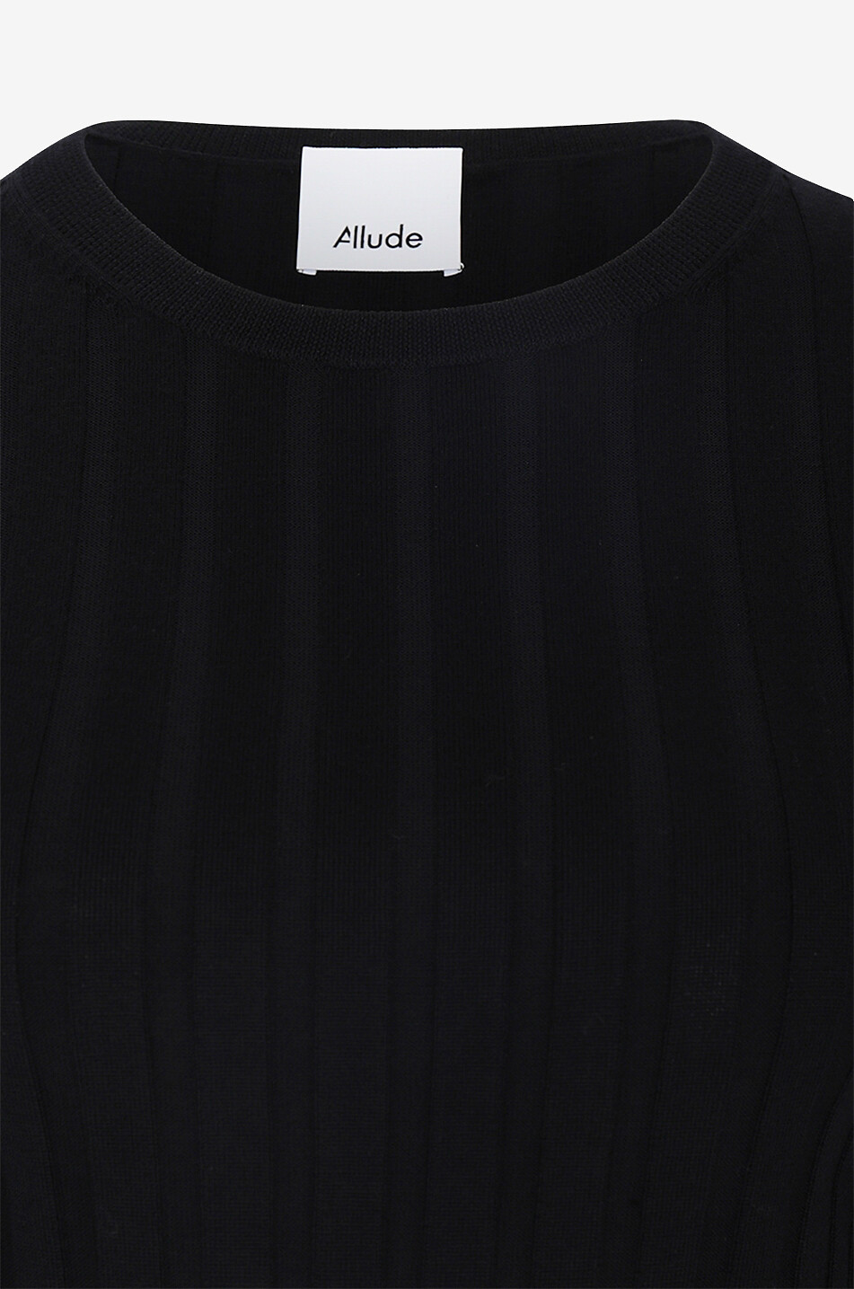 ALLUDE Virgin wool round neck fitted jumper Women BLACK 3