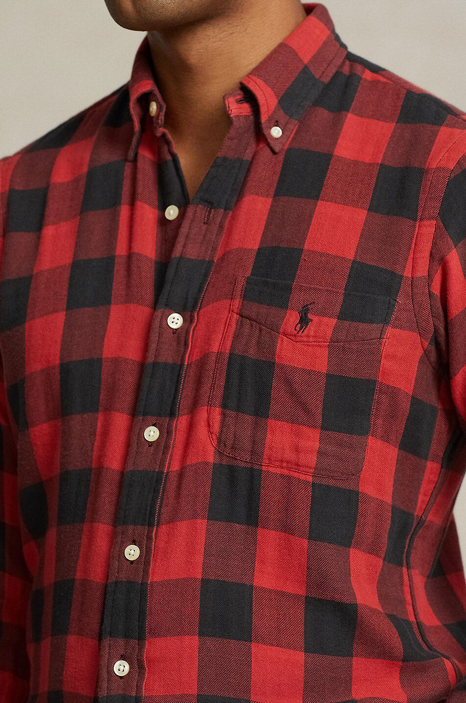 EUC Mens Ralph Lauren FLANNEL double lined red store Buffalo plaid 100% cotton size M