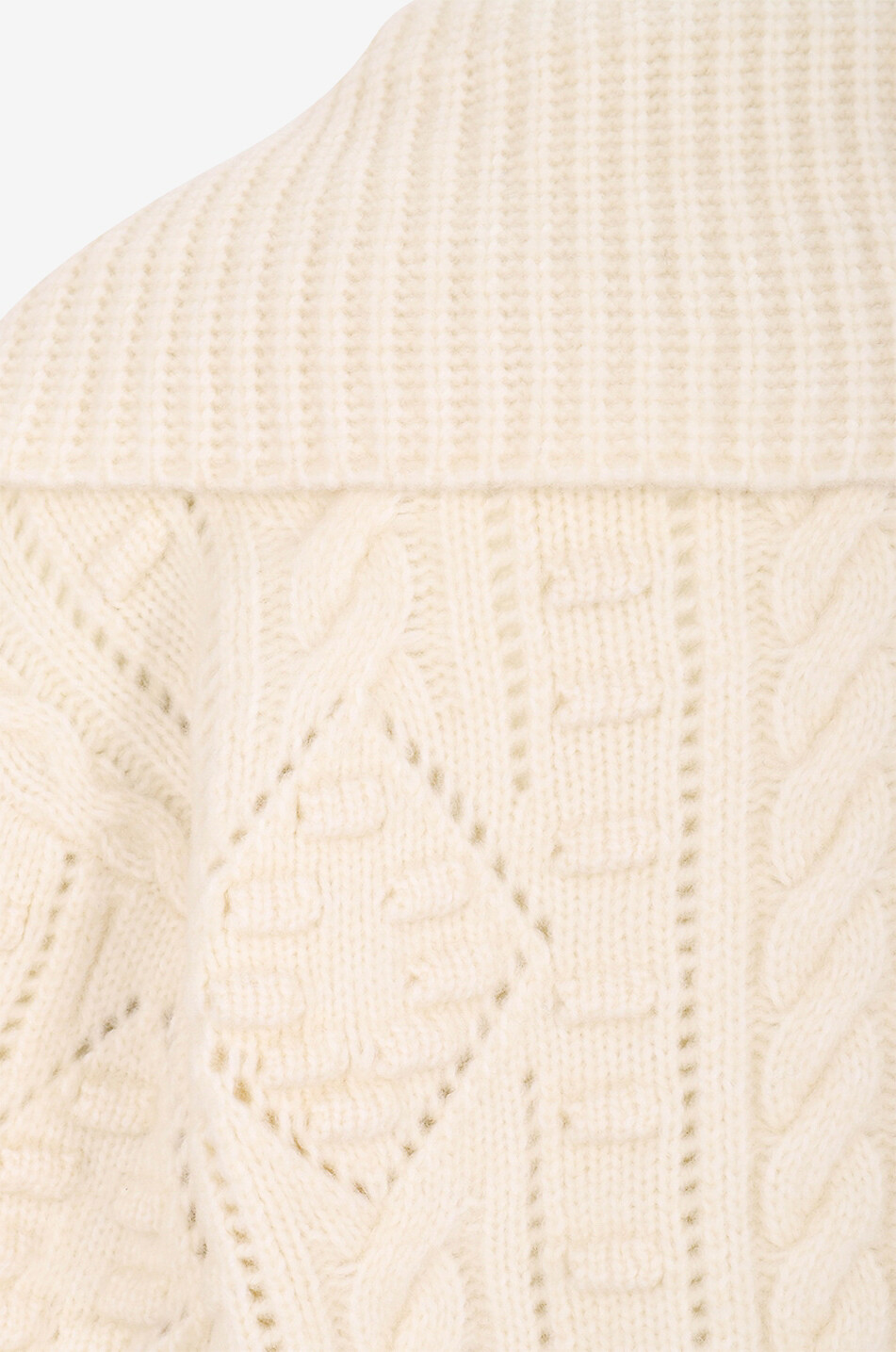 SEA Pull col V en laine à motif Cele Femme BLANC CASSE 7
