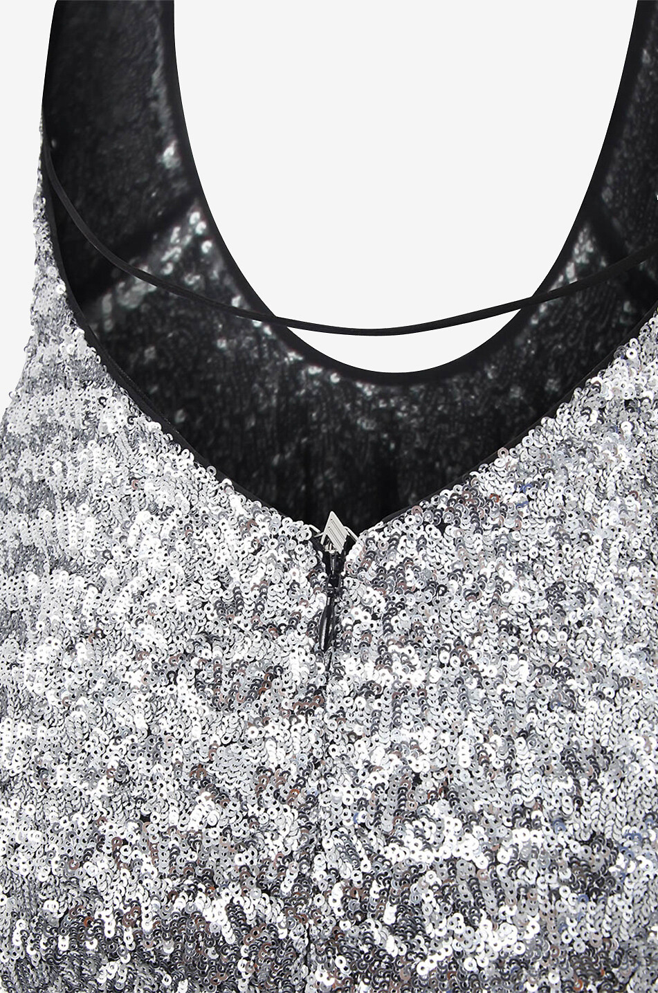 THE ATTICO Asymmetrisches Paillettenkleid Saskia Damen SILBER 3