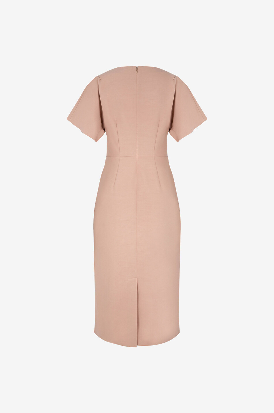 Short-sleeved wool blend sheath dress