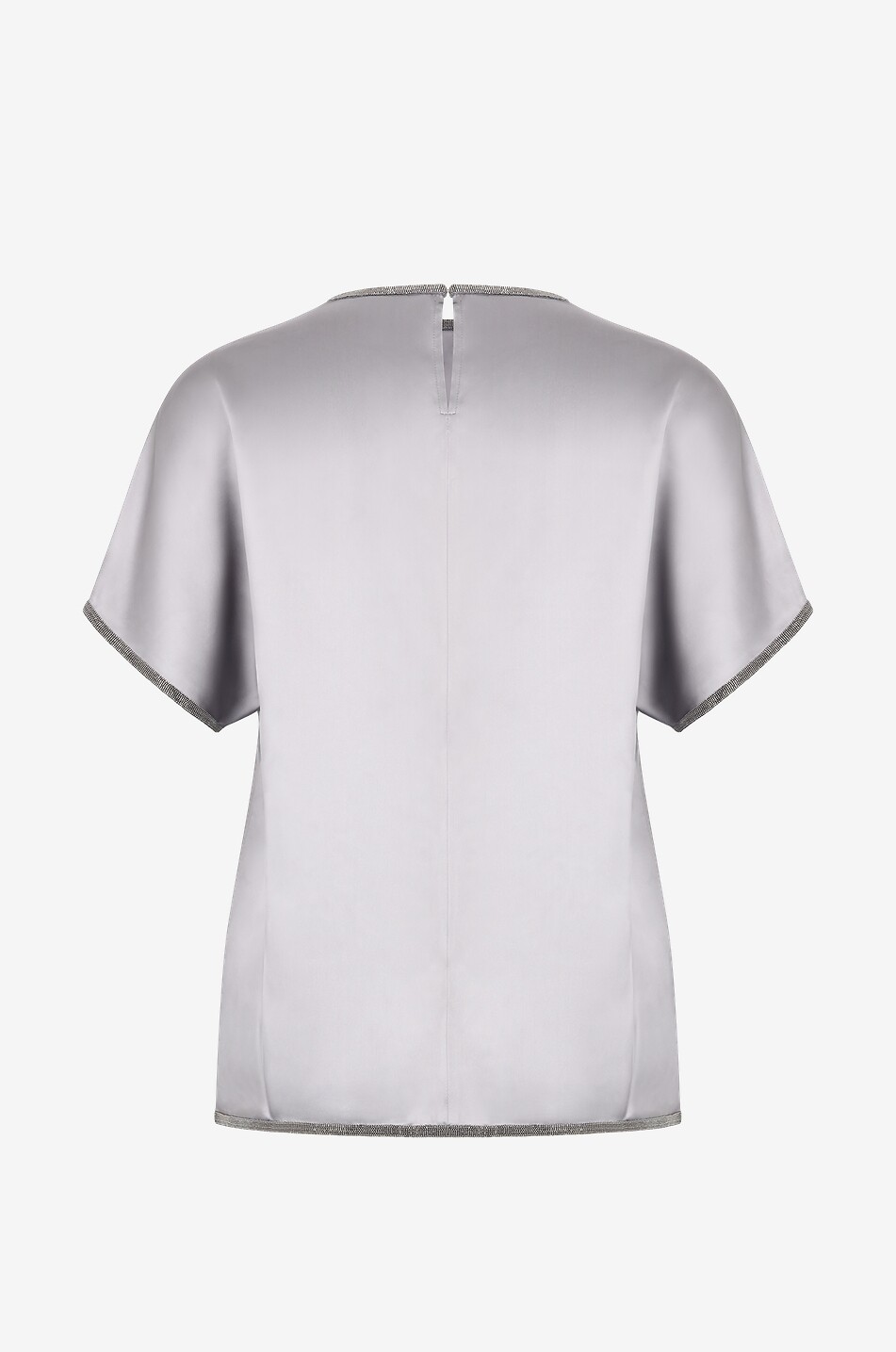 T-shirt en satin brodé de perles métalliques