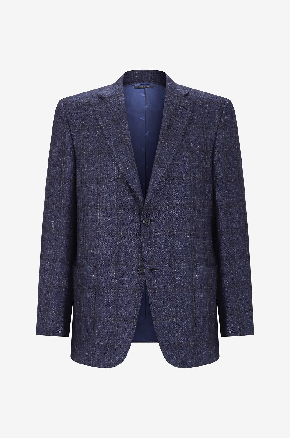 Checked silk and linen cashmere blazer