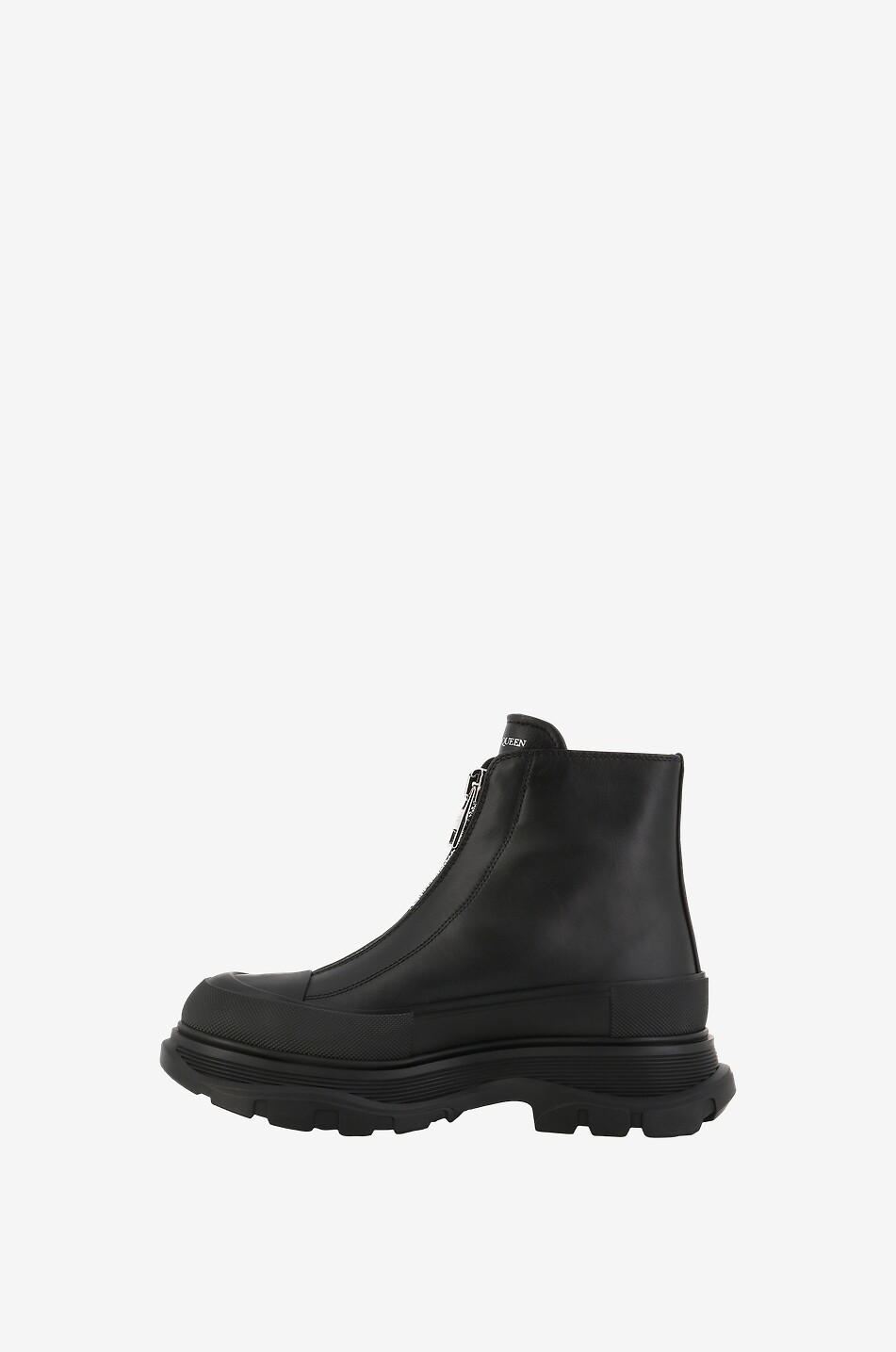 ALEXANDER McQUEEN Bottines en cuir lisse Tread Slick Zipped Femme NOIR 3