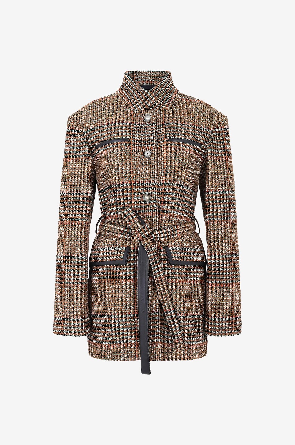 STELLA McCARTNEY Mid-length checked tweed coat Women CAMEL 1