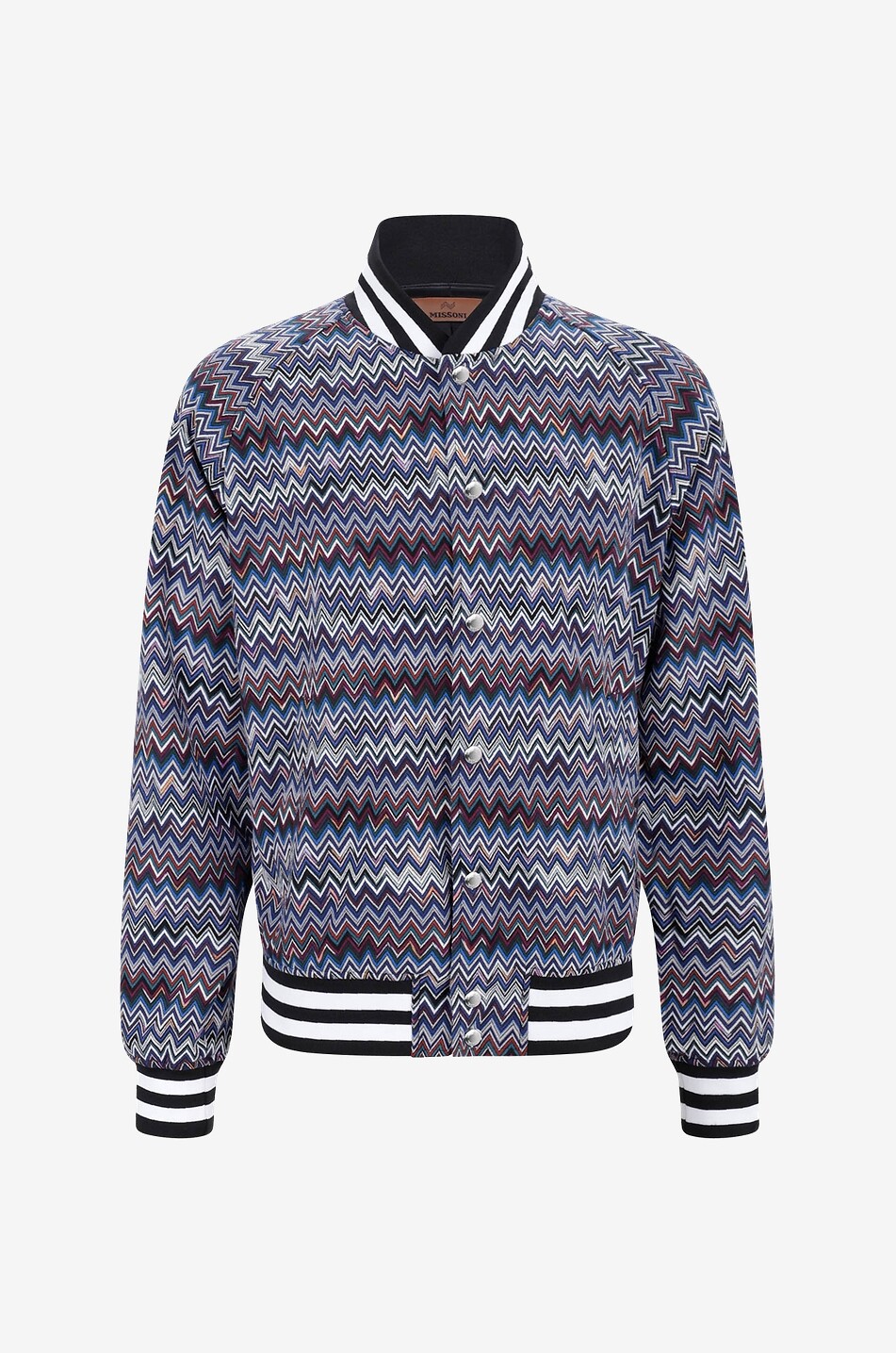 MISSONI Leichter Strick-Bomberjacke mit Fischgrätenmotiv Herren DUNKELBLAU 1