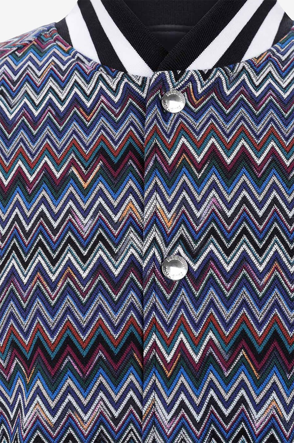 MISSONI Leichter Strick-Bomberjacke mit Fischgrätenmotiv Herren DUNKELBLAU 3