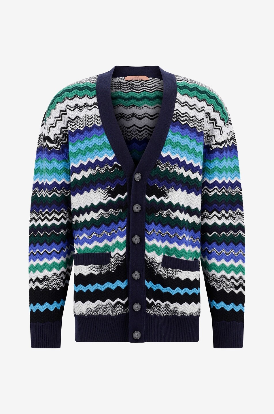 Woll-Jacquardcardigan mit Fischgrätenmotiv