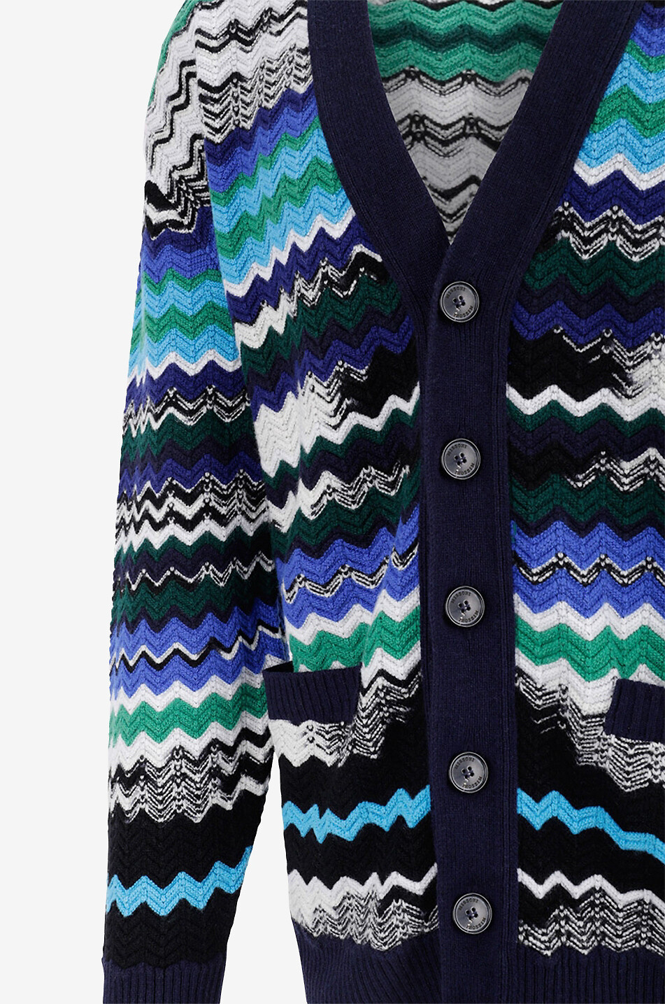 MISSONI Woll-Jacquardcardigan mit Fischgrätenmotiv Herren MITTELBLAU 3