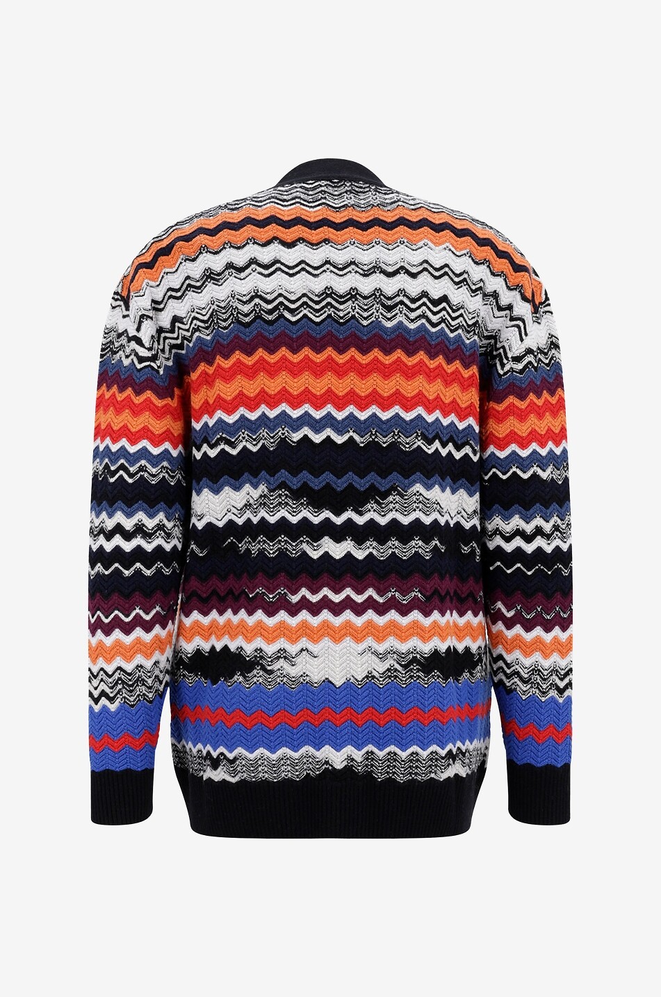 Cardigan jacquard en laine motif chevrons