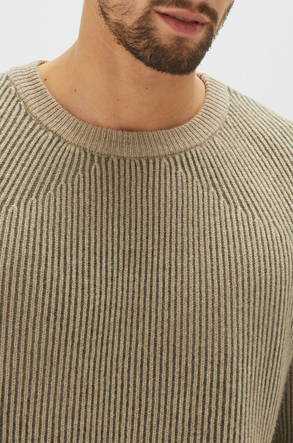 MAURIZIO BALDASSARI Pull en cachemire à cotes bicolores Vanise Homme Beige moyen 6