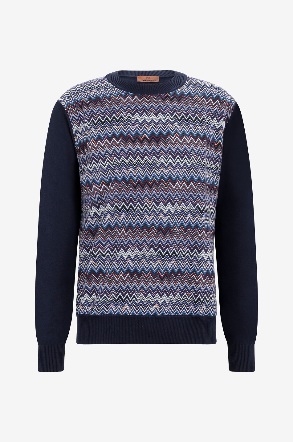 Herringbone patterned cotton and silk fine jumper