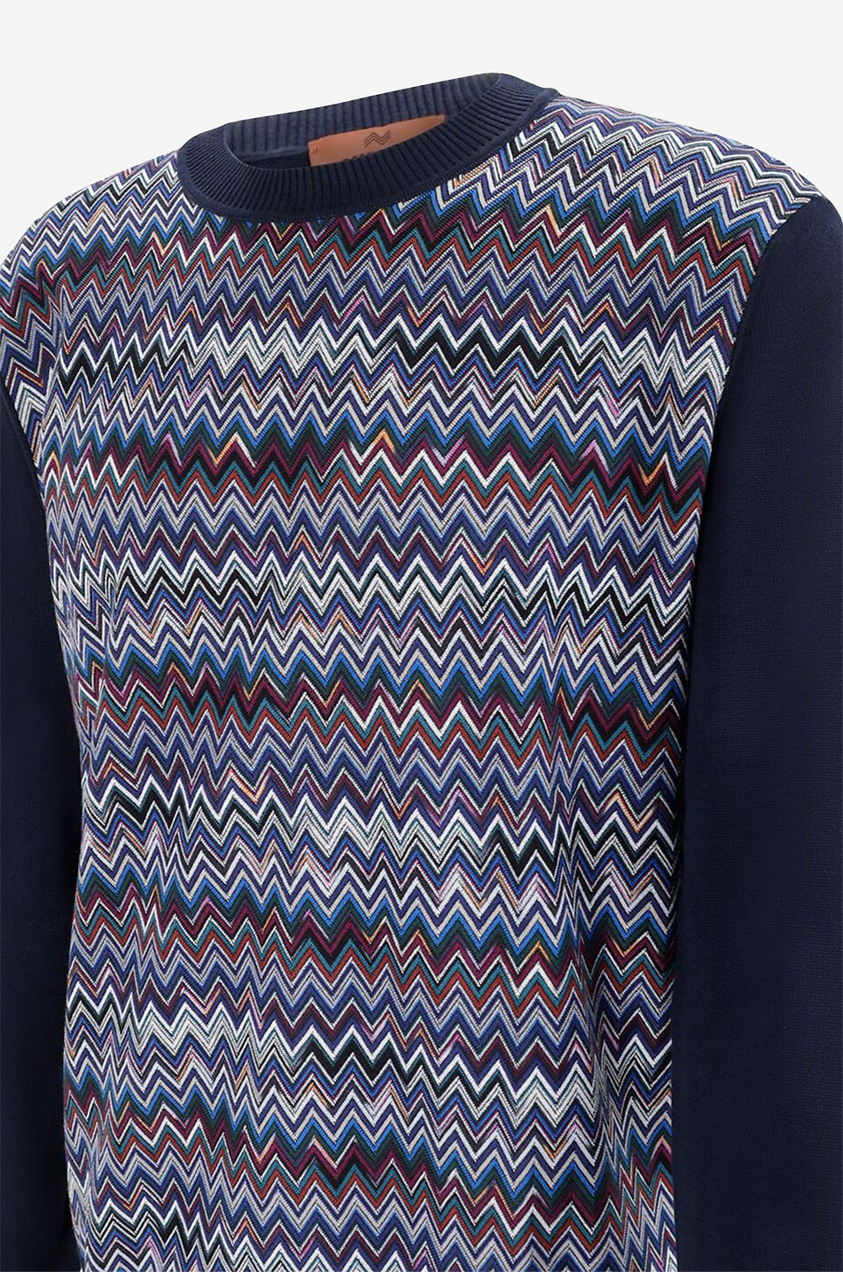 MISSONI Feiner Baumwoll- und Seidenpullover mit Fischgrätenmotiv Herren DUNKELBLAU 3