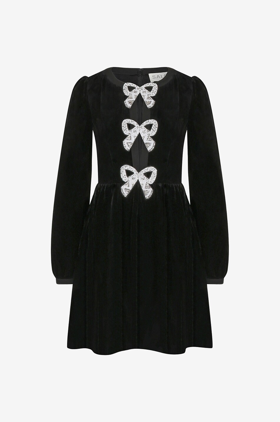 SALONI Camille Bows velvet and crystal mini dress Women BLACK 1