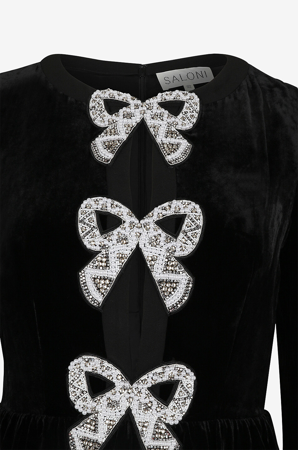 SALONI Camille Bows velvet and crystal mini dress Women BLACK 3