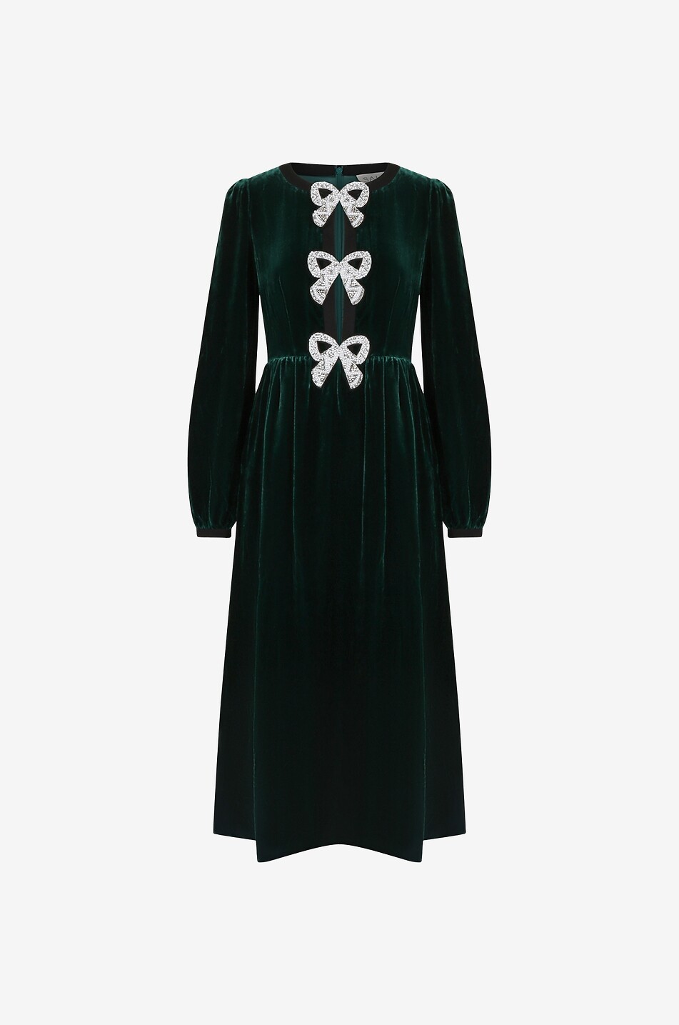 Camille Bows velvet midi dress with crystals