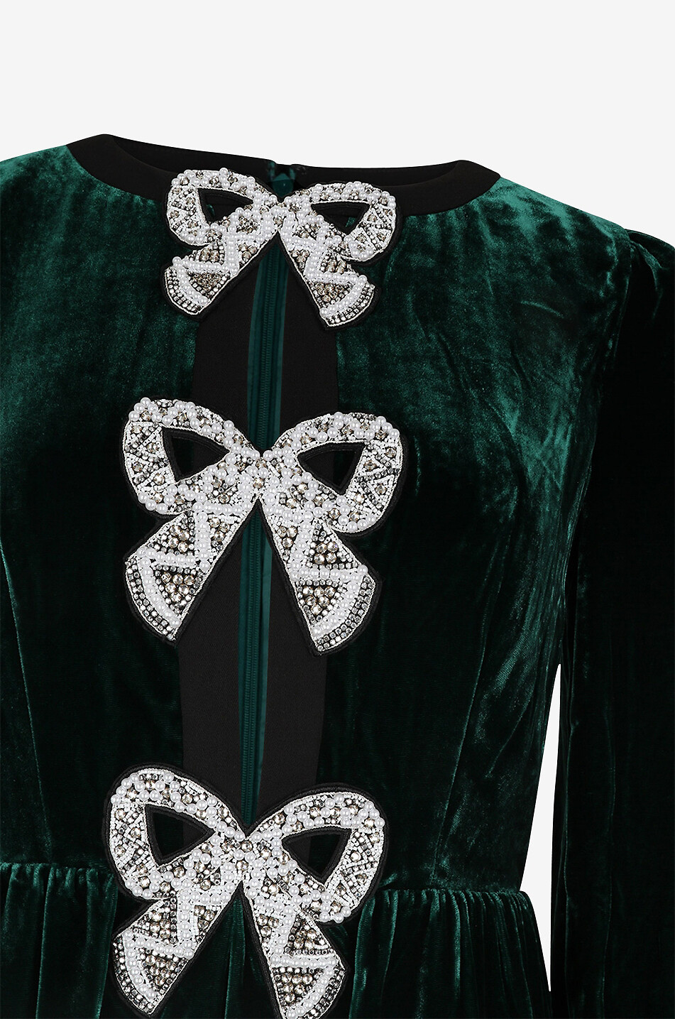 Camille Bows velvet midi dress with crystals