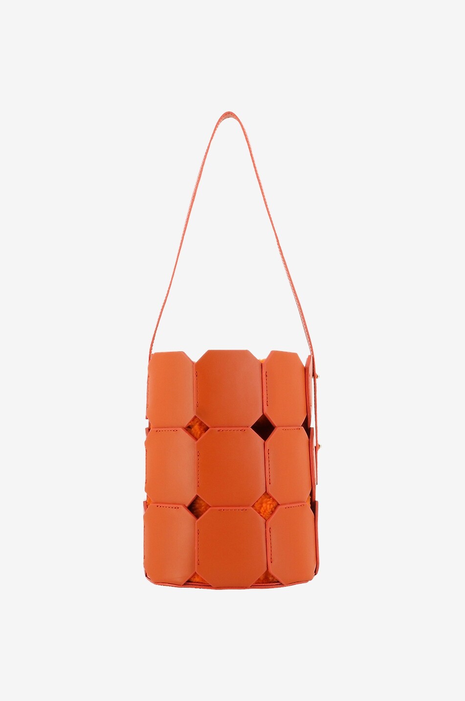 Sac à main en cuir de veau et peau lainée Puzzle Bag