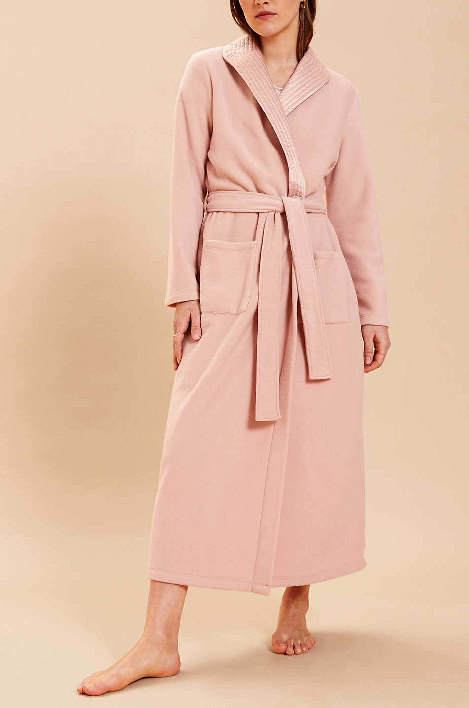 Langer Bademantel aus Fleece und Samt Prose