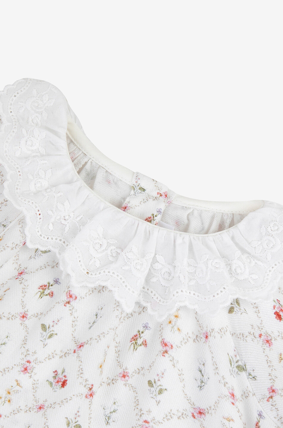 Floral baby blouse with embroidered collar