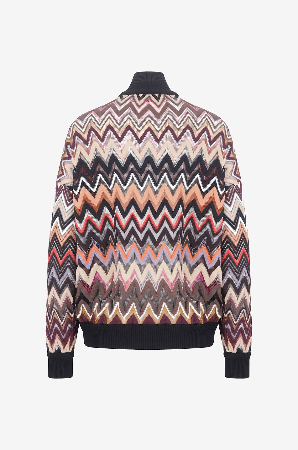 Halb transparenter Oversize-Pullover mit bunten Fischgräten