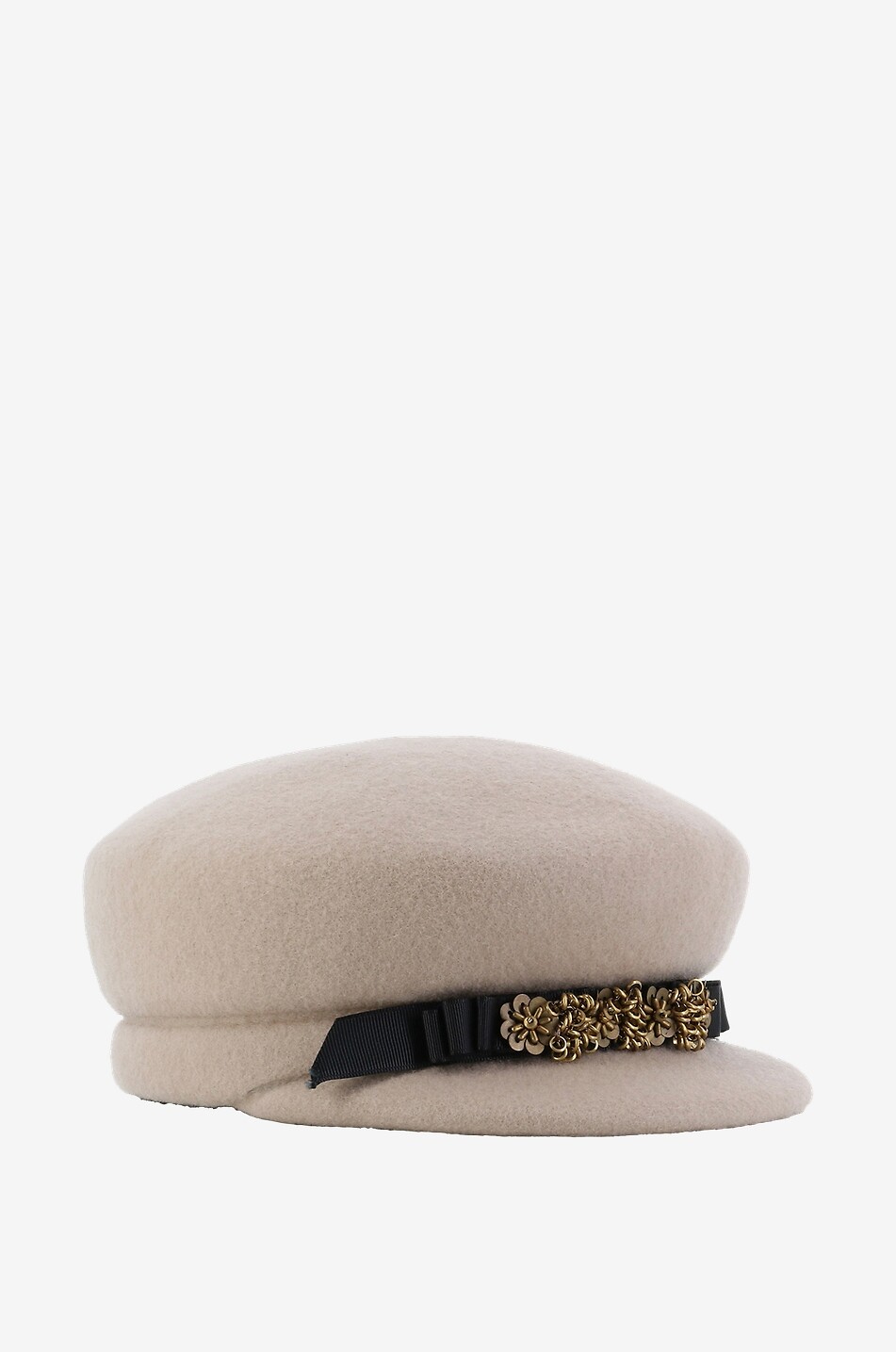 GI'N'GI Casquette en laine orné de fleurs Femme BEIGE 2